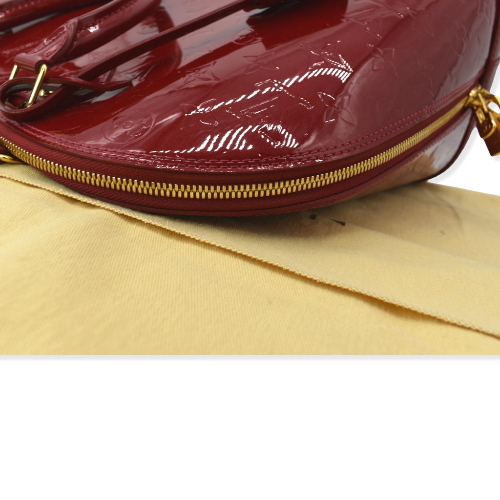 LOUIS VUITTON Alma GM Monogram Vernis Satchel Bag Red