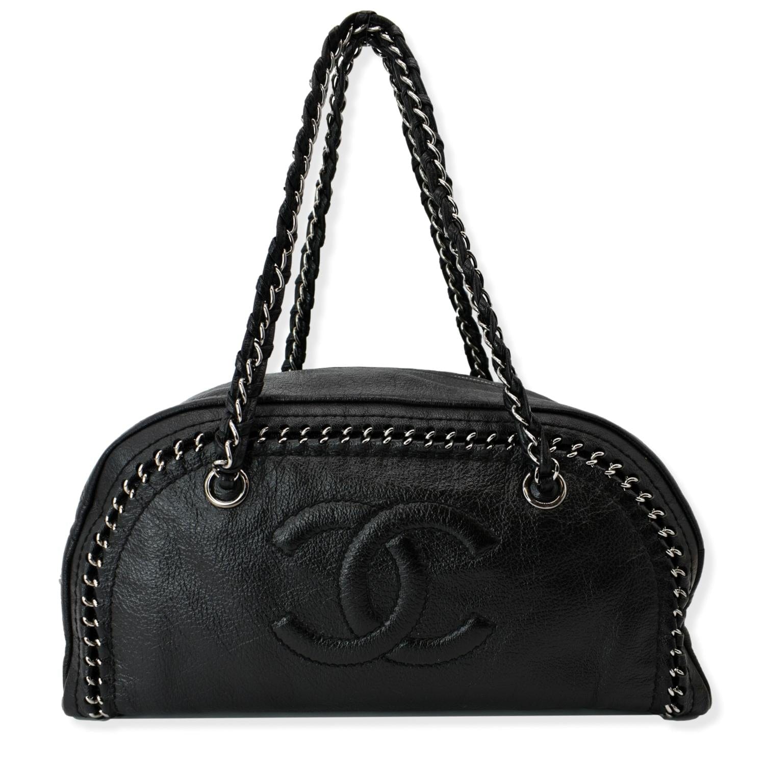 Chanel CC Chain Around Leather Bowling Bag Black