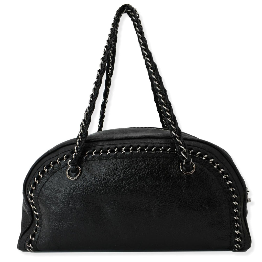 Chanel CC Chain Around Leather Bowling Bag Black