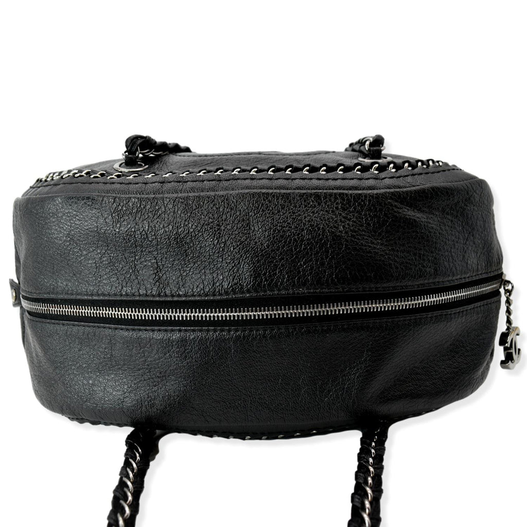 Chanel CC Chain Around Leather Bowling Bag Black