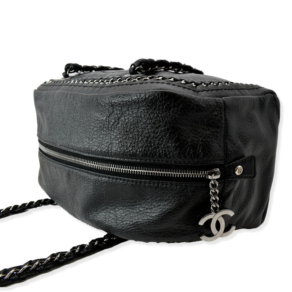 Chanel CC Chain Around Leather Bowling Bag Black