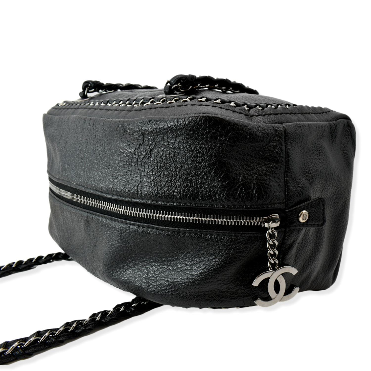 Chanel CC Chain Around Leather Bowling Bag Black