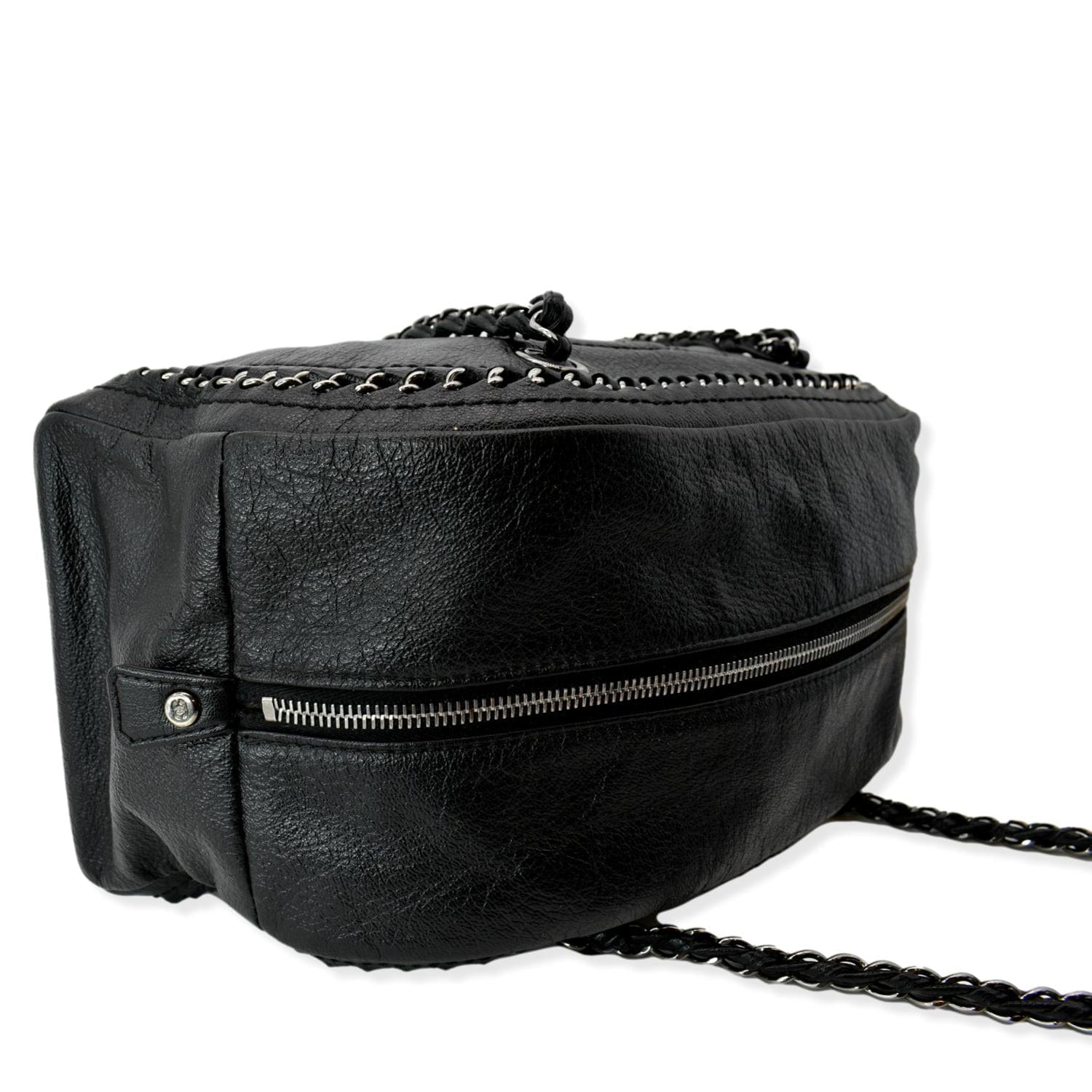 Chanel CC Chain Around Leather Bowling Bag Black