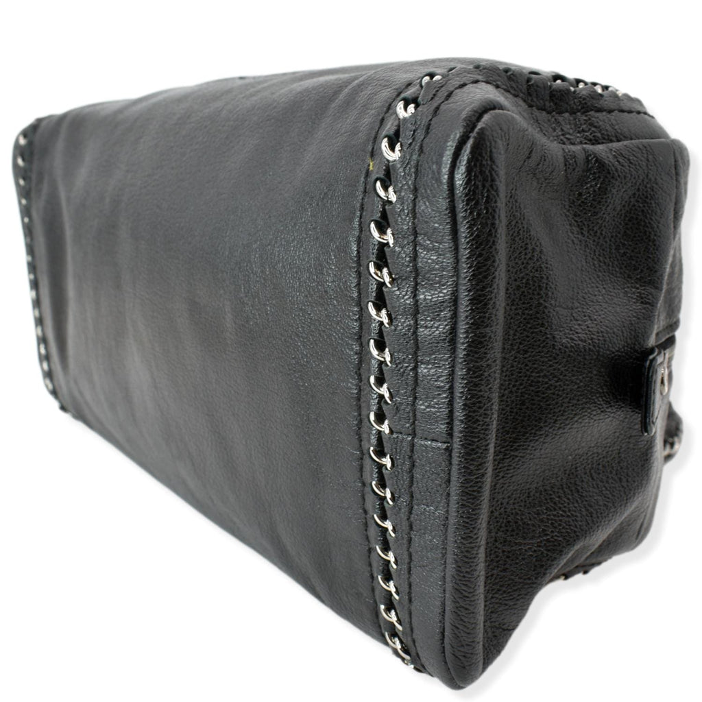 Chanel CC Chain Around Leather Bowling Bag Black