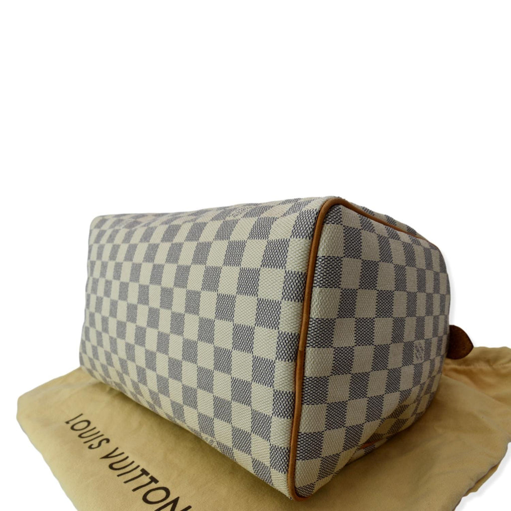 LOUIS VUITTON Speedy 30 Damier Azur Satchel Bag White