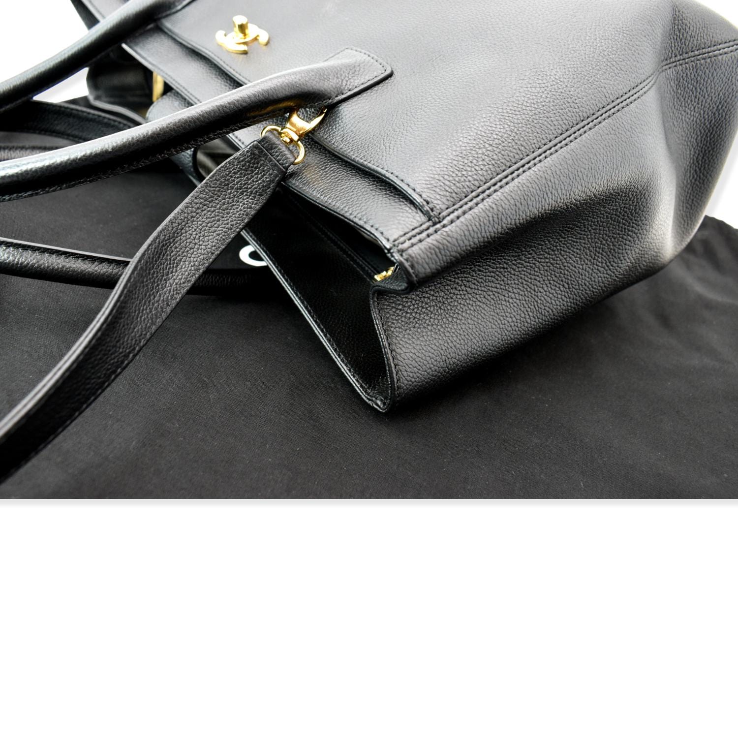 Chanel Cerf Executive Leather Shopper Tote Bag Black