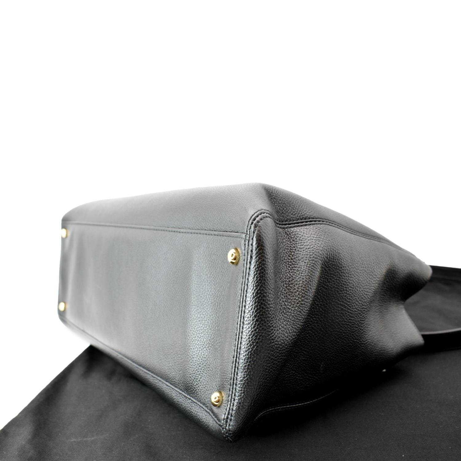 Chanel Cerf Executive Leather Shopper Tote Bag Black