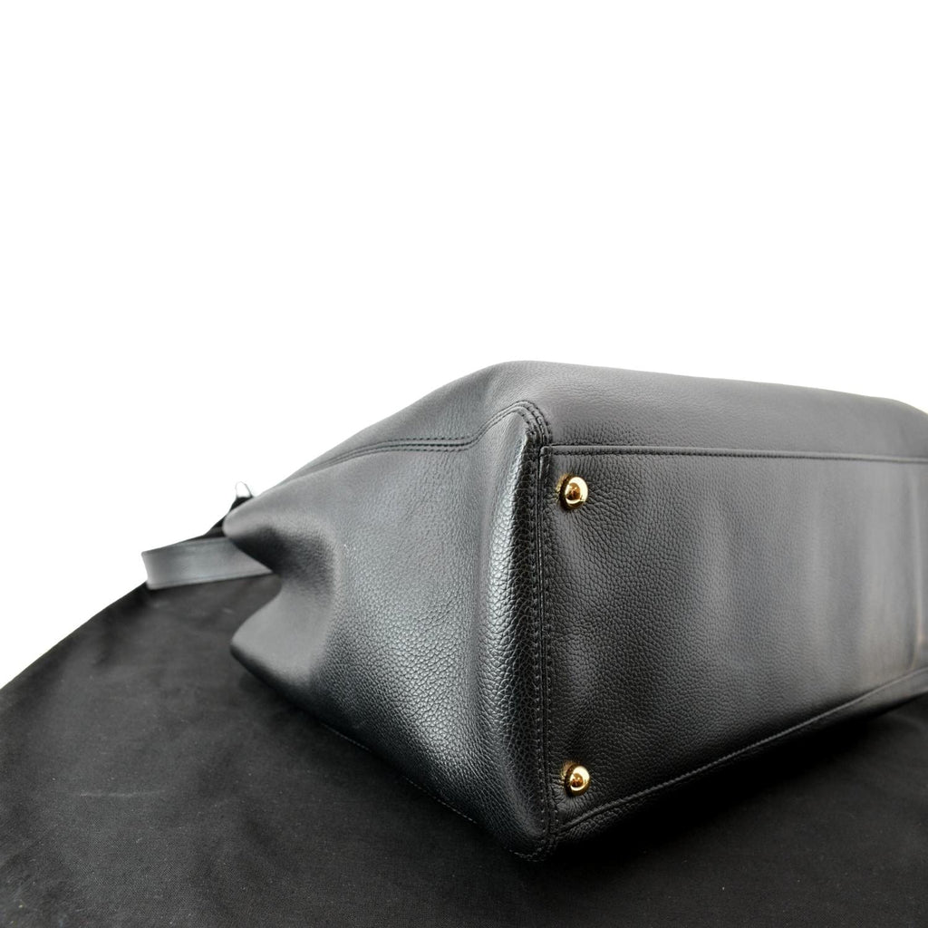 Chanel Cerf Executive Leather Shopper Tote Bag Black