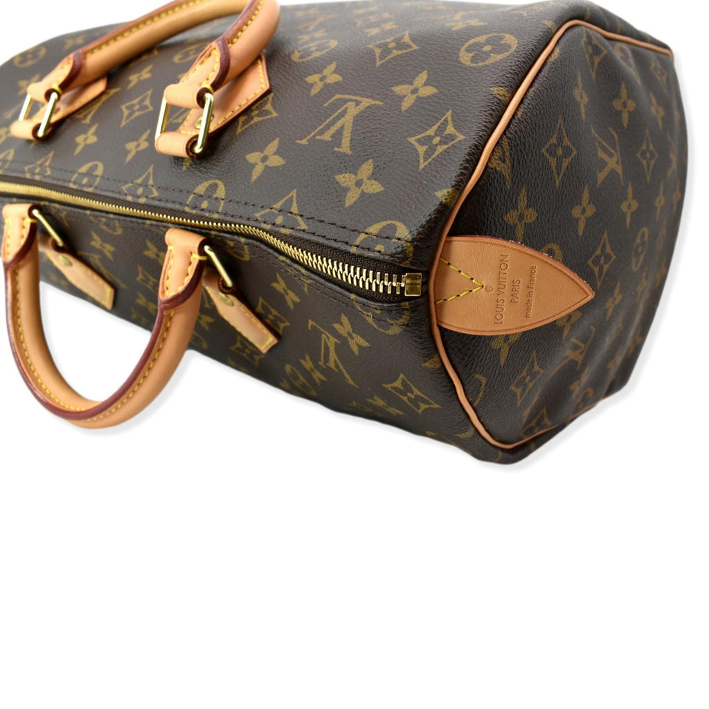 Louis Vuitton Speedy 35 Monogram Canvas Satchel Bag Brown