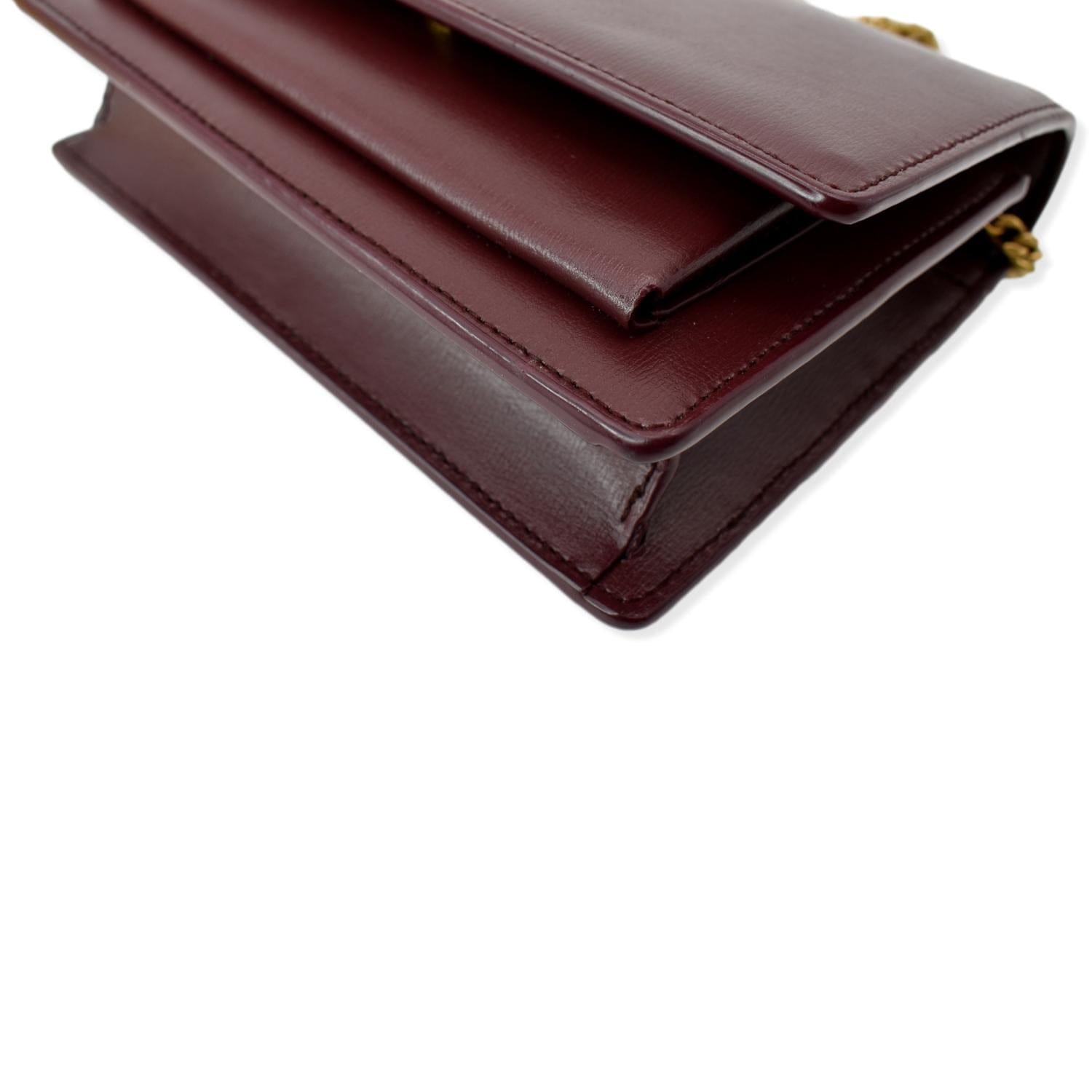 YVES SAINT LAURENT Sunset Mini Leather Crossbody Bag Rouge Legion