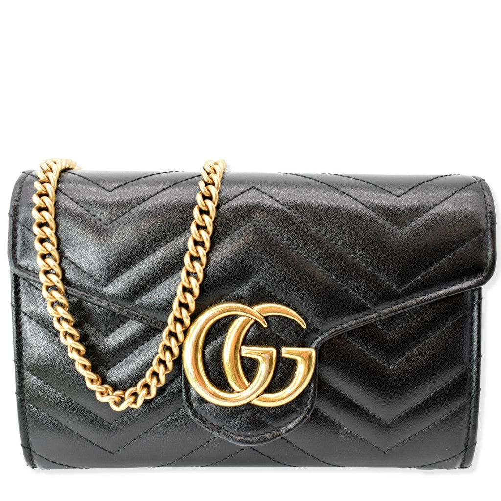 GUCCI Gucci Marmont Mini Matelasse Leather Crossbody Bag Black 474575