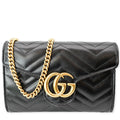 GUCCI Gucci Marmont Mini Matelasse Leather Crossbody Bag Black 474575