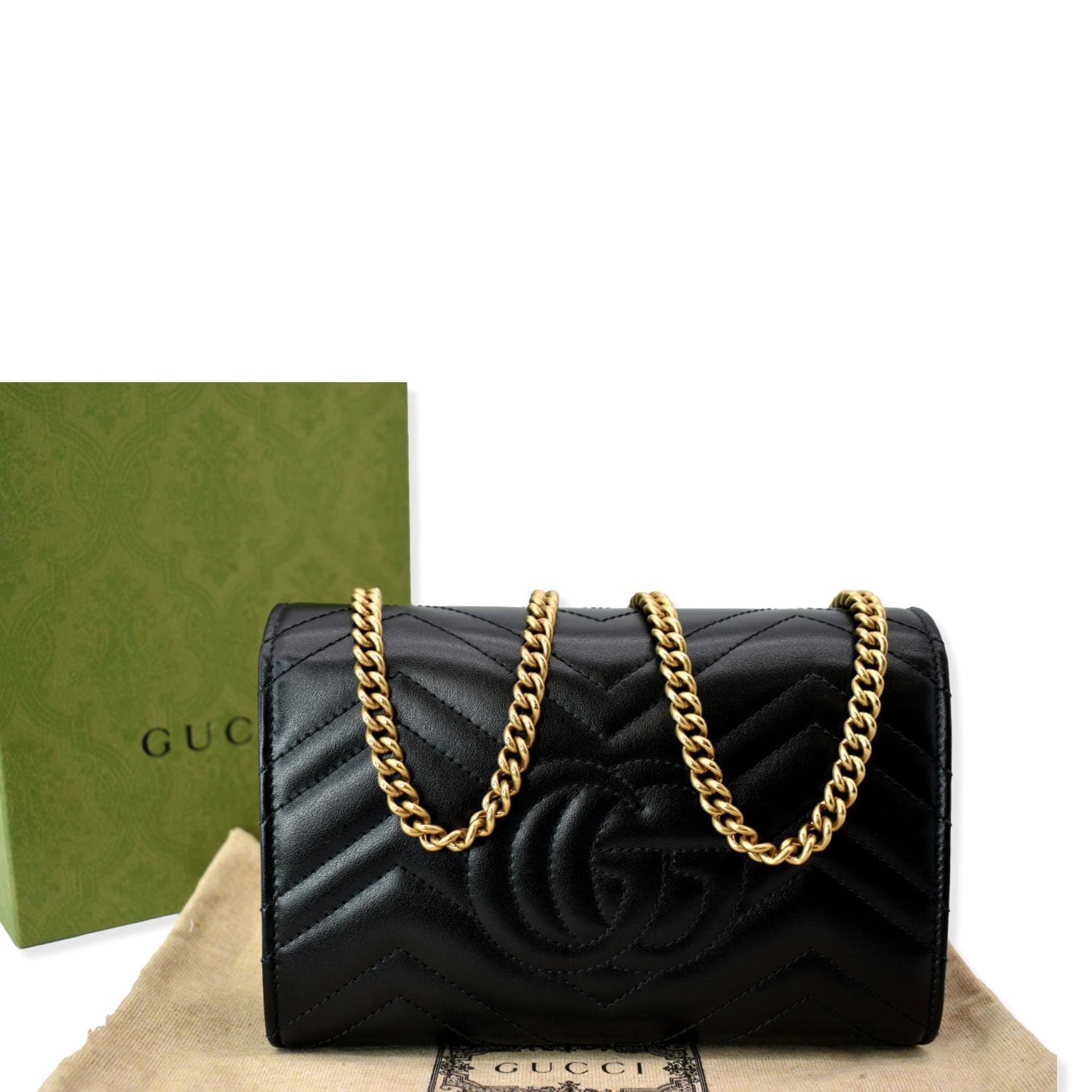 GUCCI Gucci Marmont Mini Matelasse Leather Crossbody Bag Black 474575