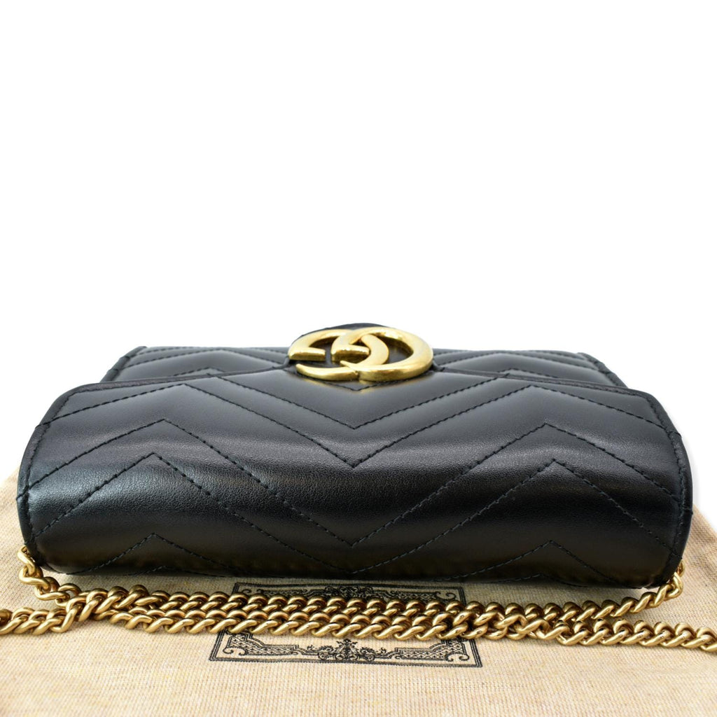 GUCCI Gucci Marmont Mini Matelasse Leather Crossbody Bag Black 474575