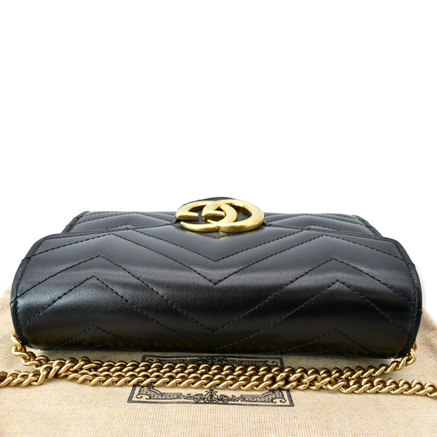GUCCI Gucci Marmont Mini Matelasse Leather Crossbody Bag Black 474575