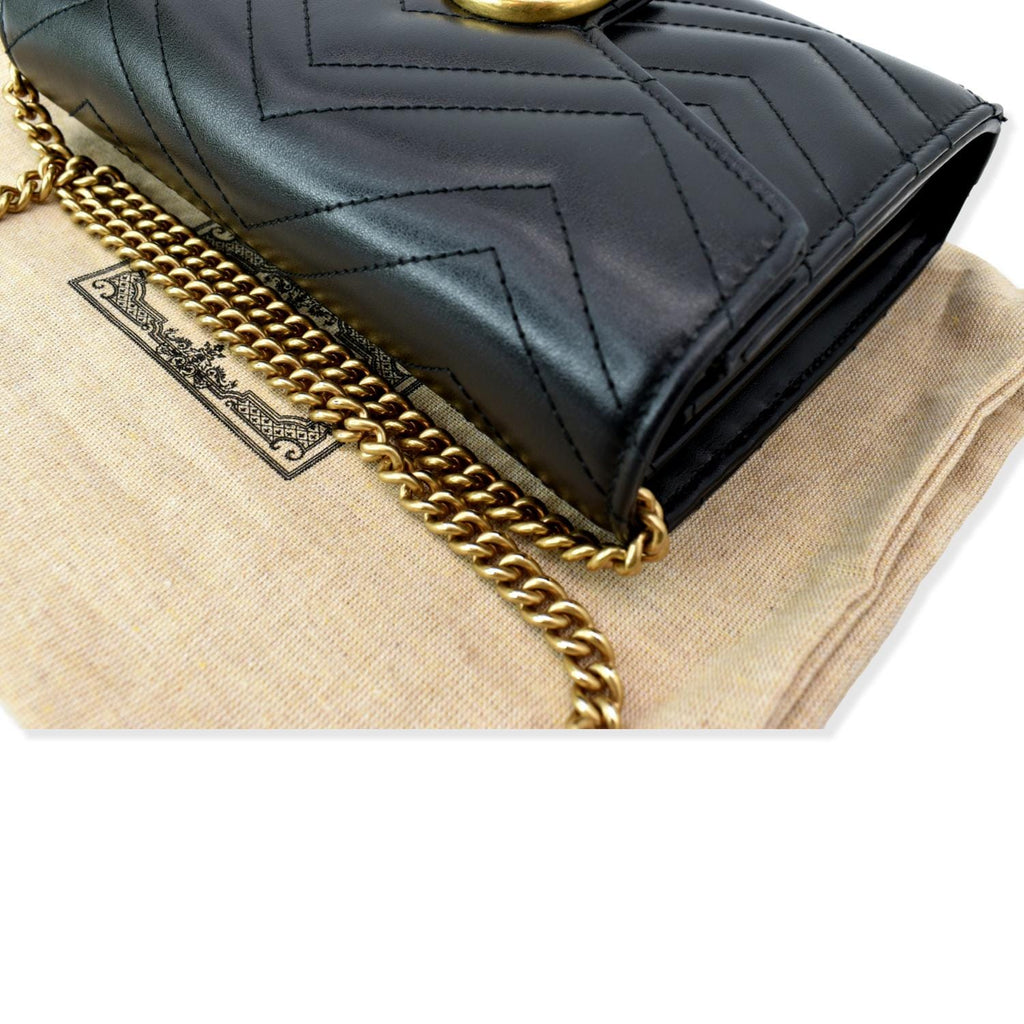 GUCCI Gucci Marmont Mini Matelasse Leather Crossbody Bag Black 474575