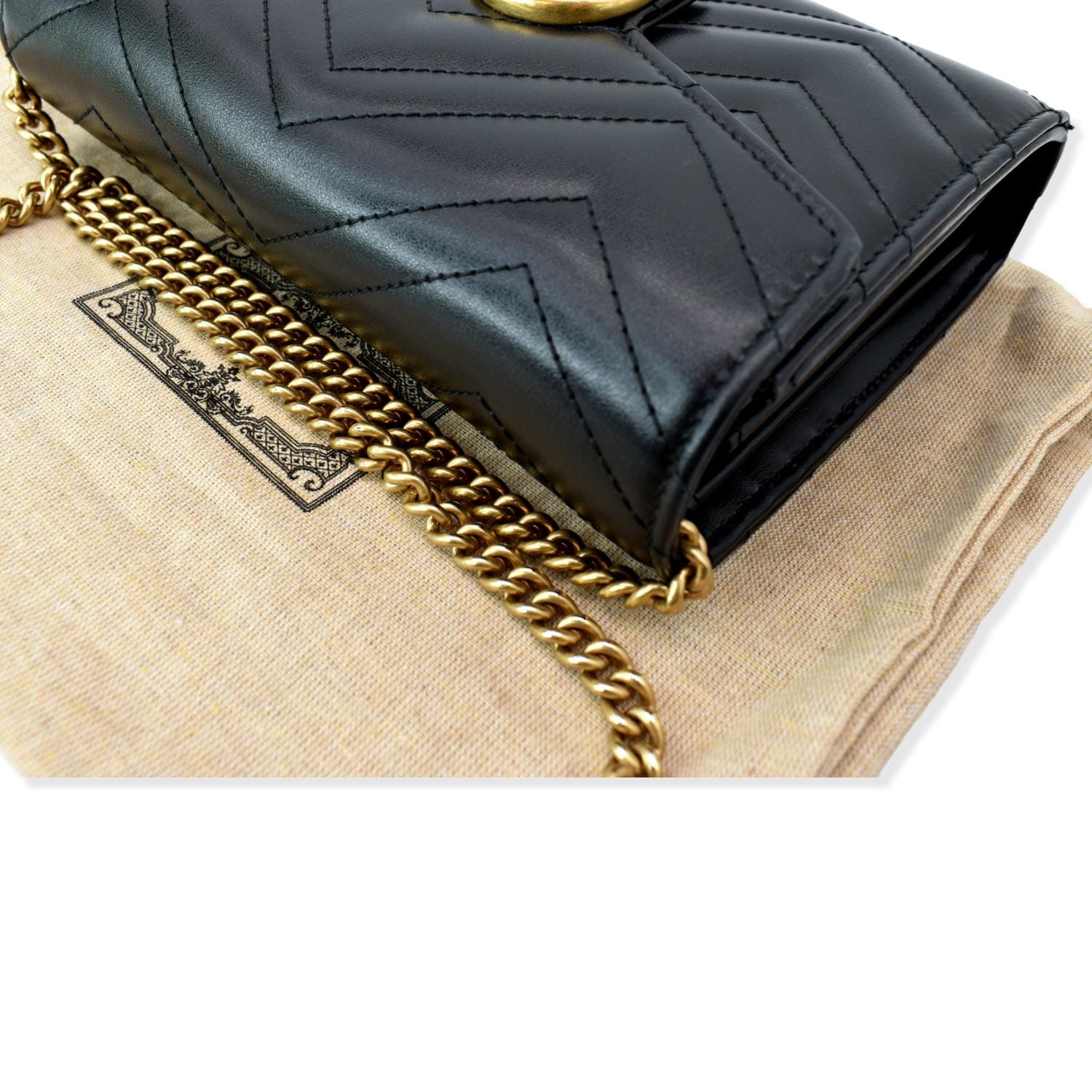 GUCCI Gucci Marmont Mini Matelasse Leather Crossbody Bag Black 474575