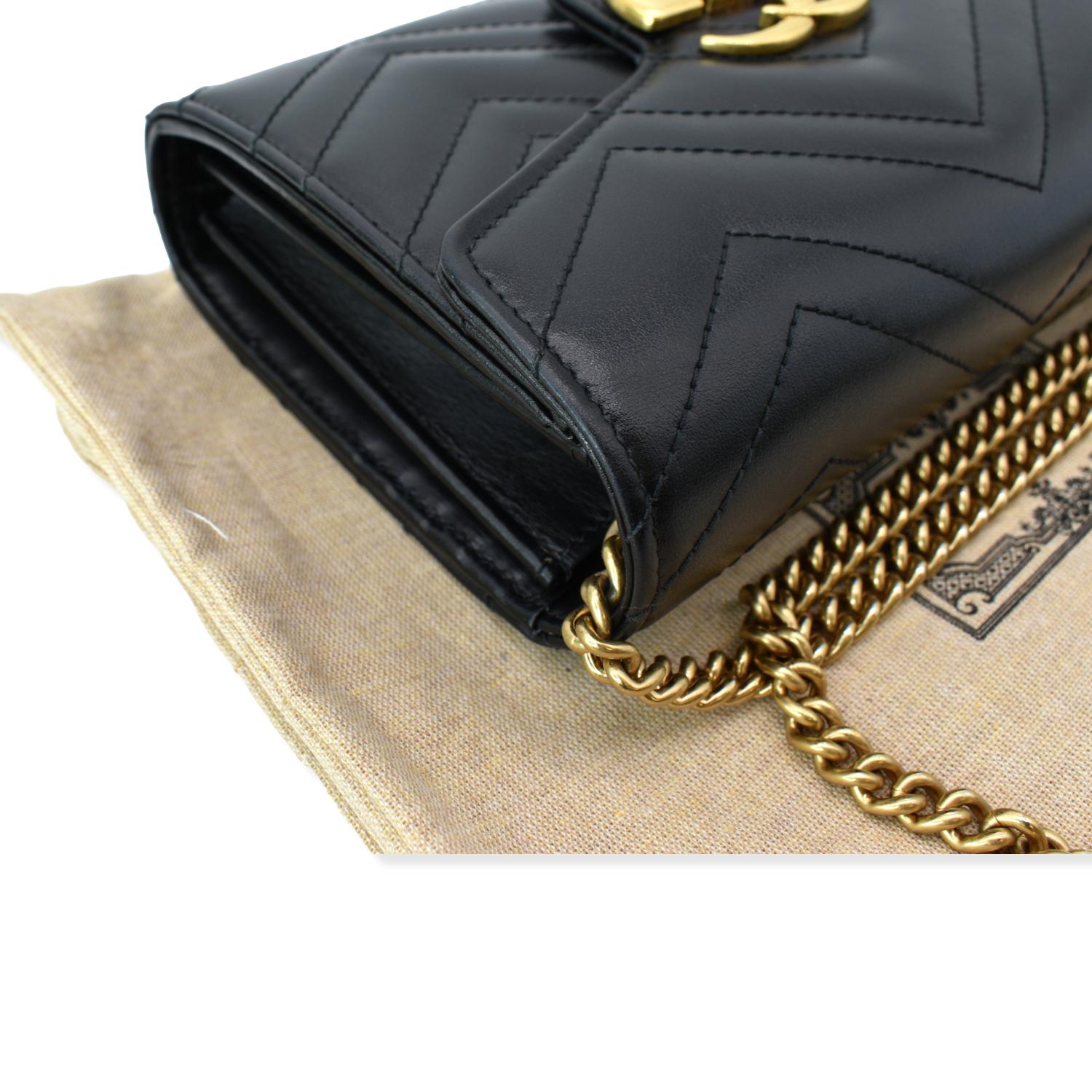 GUCCI Gucci Marmont Mini Matelasse Leather Crossbody Bag Black 474575