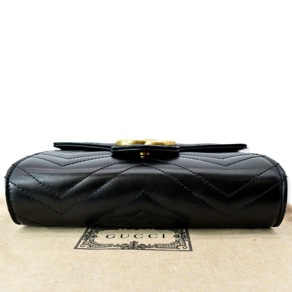 GUCCI Gucci Marmont Mini Matelasse Leather Crossbody Bag Black 474575