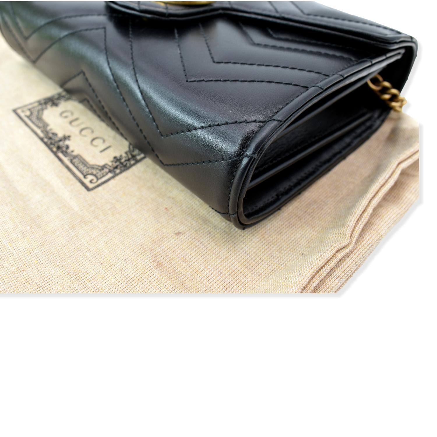 GUCCI Gucci Marmont Mini Matelasse Leather Crossbody Bag Black 474575