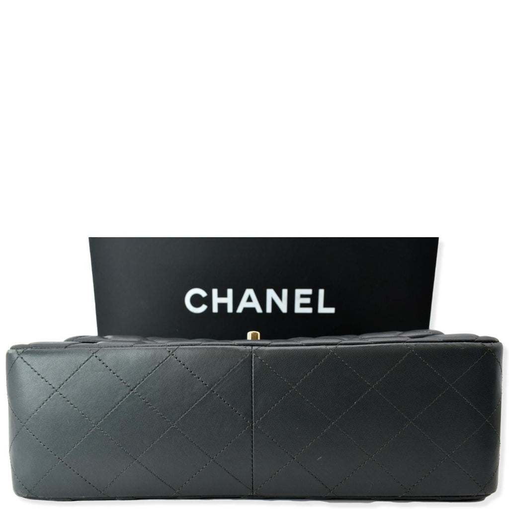 Chanel Classic Jumbo Double Flap  Leather Shoulder Bag Dark Gray