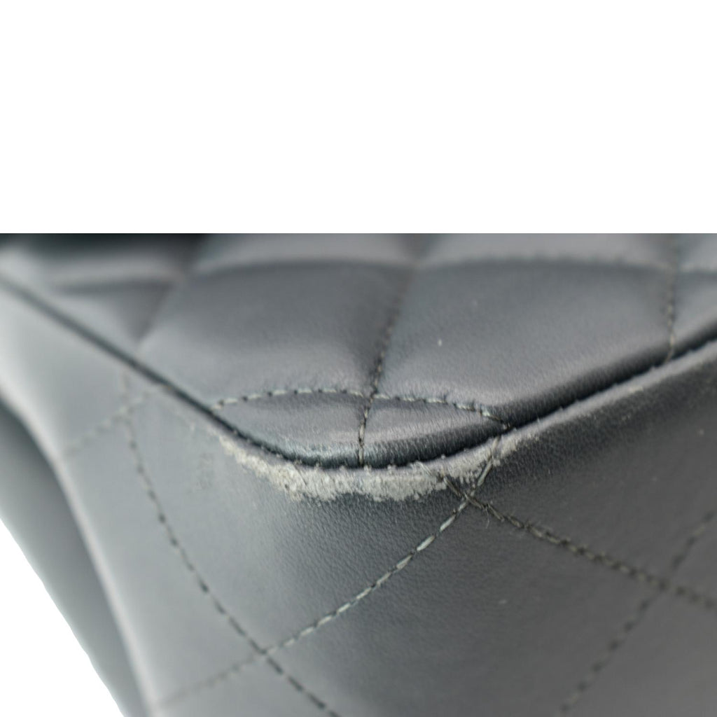 Chanel Classic Jumbo Double Flap  Leather Shoulder Bag Dark Gray