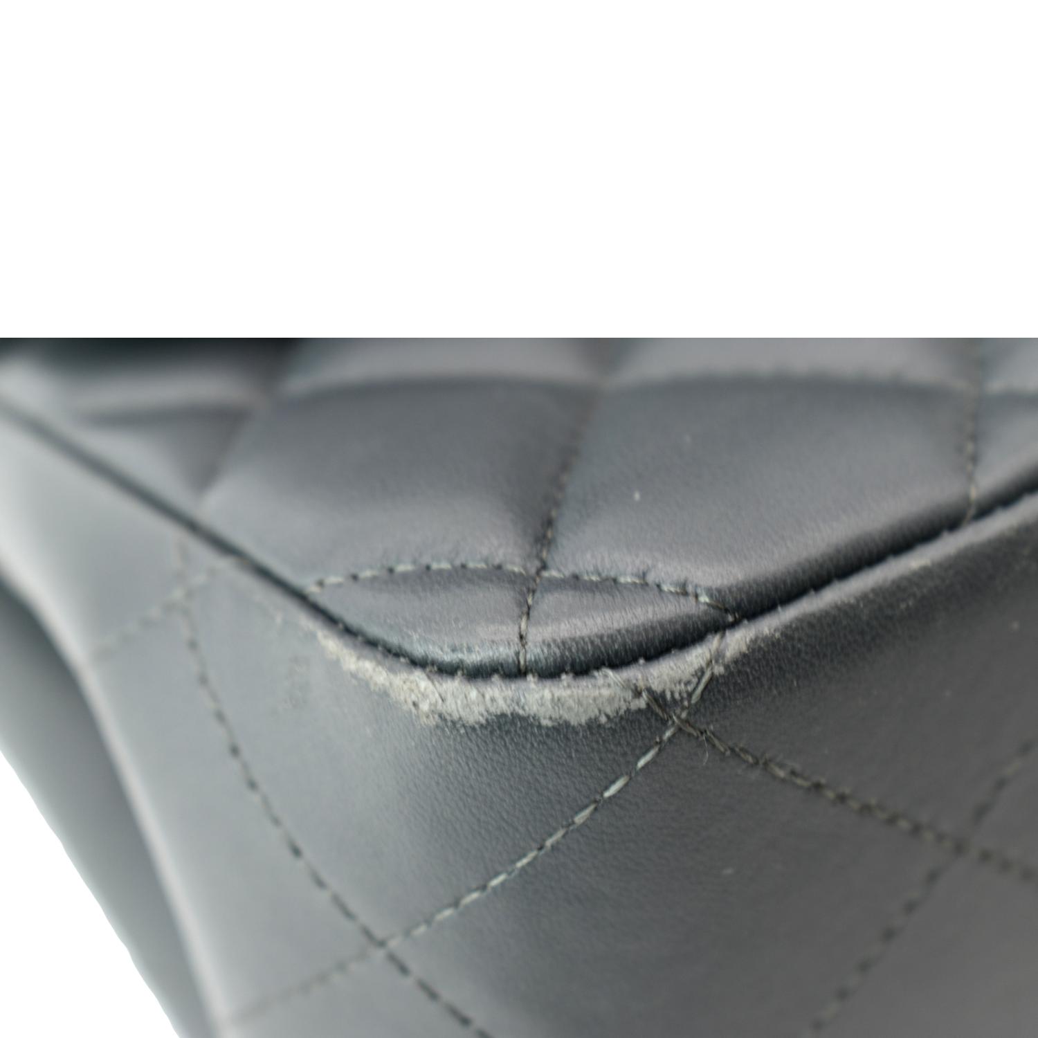 Chanel Classic Jumbo Double Flap  Leather Shoulder Bag Dark Gray