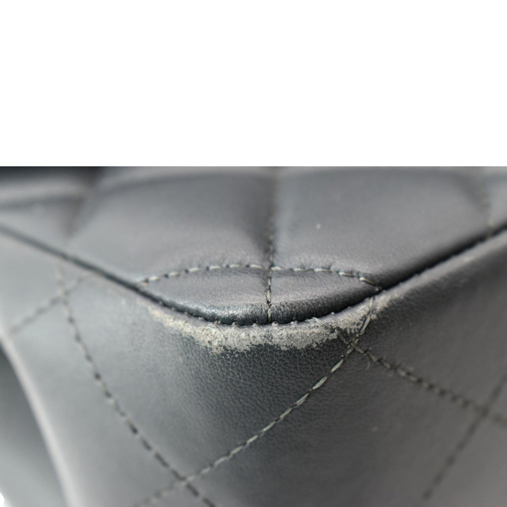 Chanel Classic Jumbo Double Flap  Leather Shoulder Bag Dark Gray