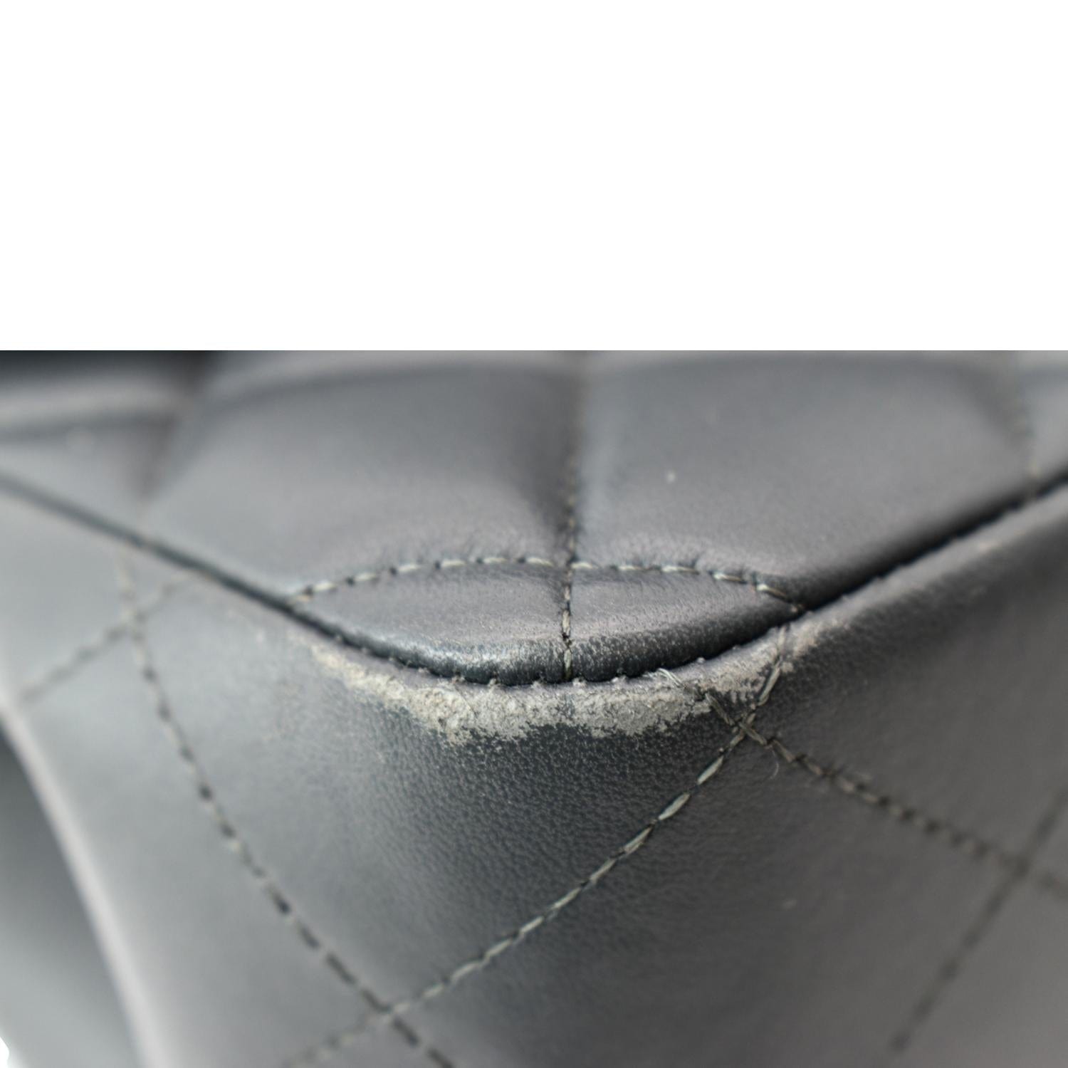 Chanel Classic Jumbo Double Flap  Leather Shoulder Bag Dark Gray