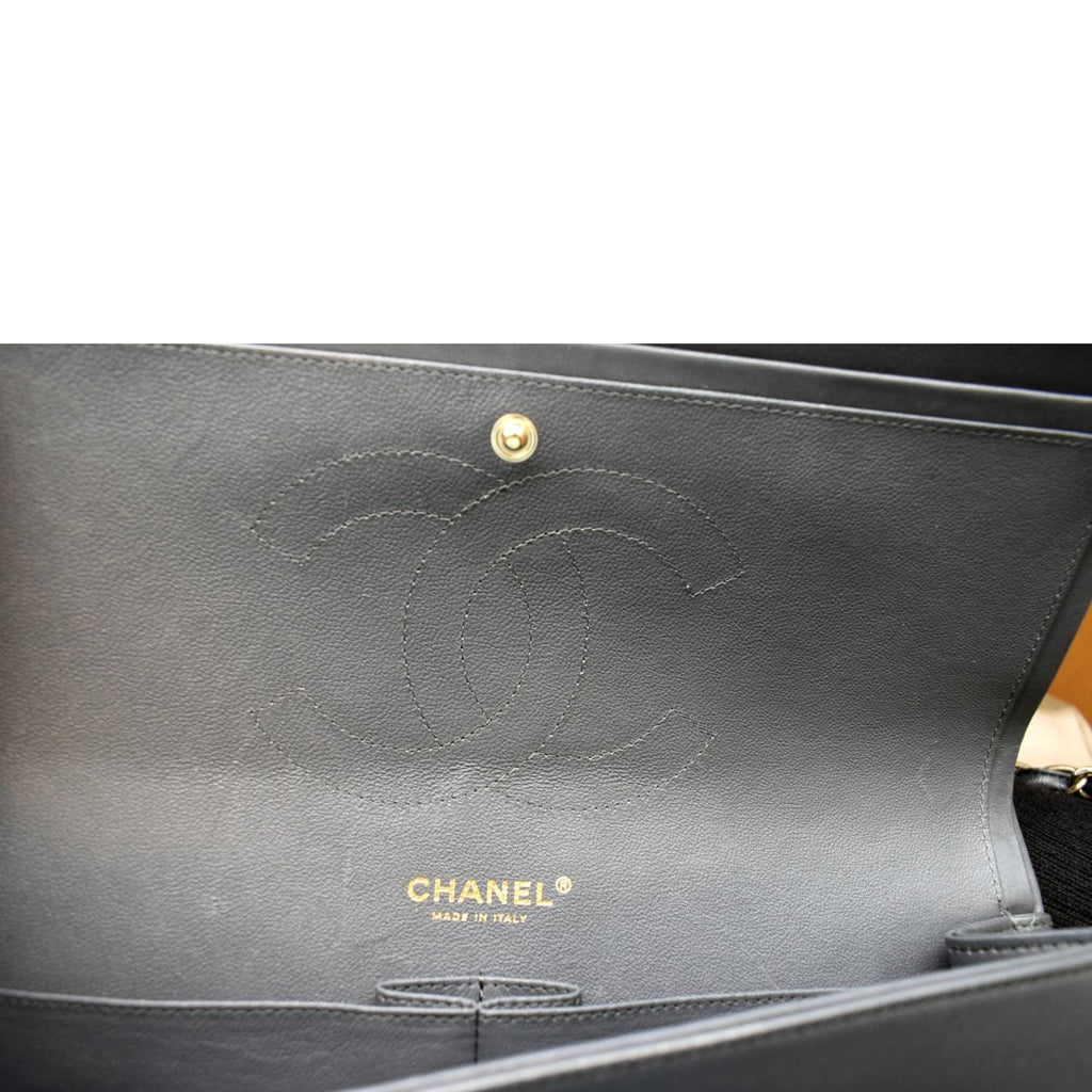 Chanel Classic Jumbo Double Flap  Leather Shoulder Bag Dark Gray