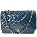 Chanel Classic Maxi Double Flap Quilted New 1:1 Rep Leather Shoulder Bag Marine