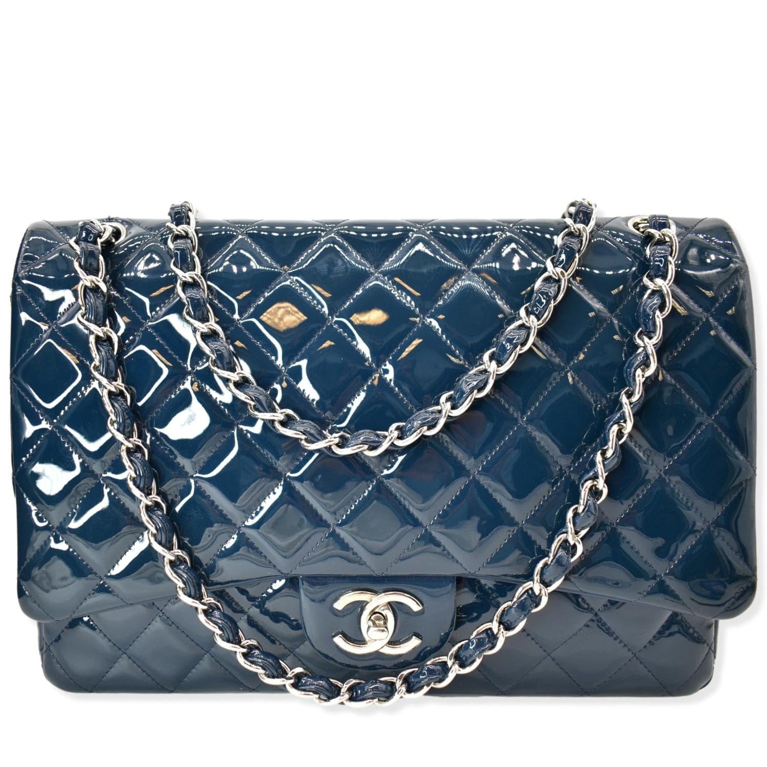 Chanel Classic Maxi Double Flap Quilted New 1:1 Rep Leather Shoulder Bag Marine