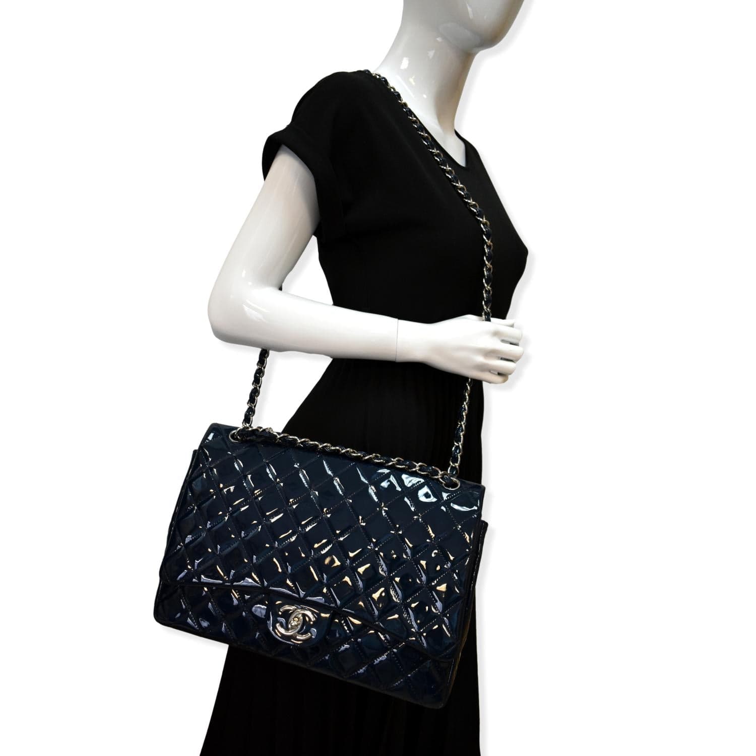 Chanel Classic Maxi Double Flap Quilted New 1:1 Rep Leather Shoulder Bag Marine