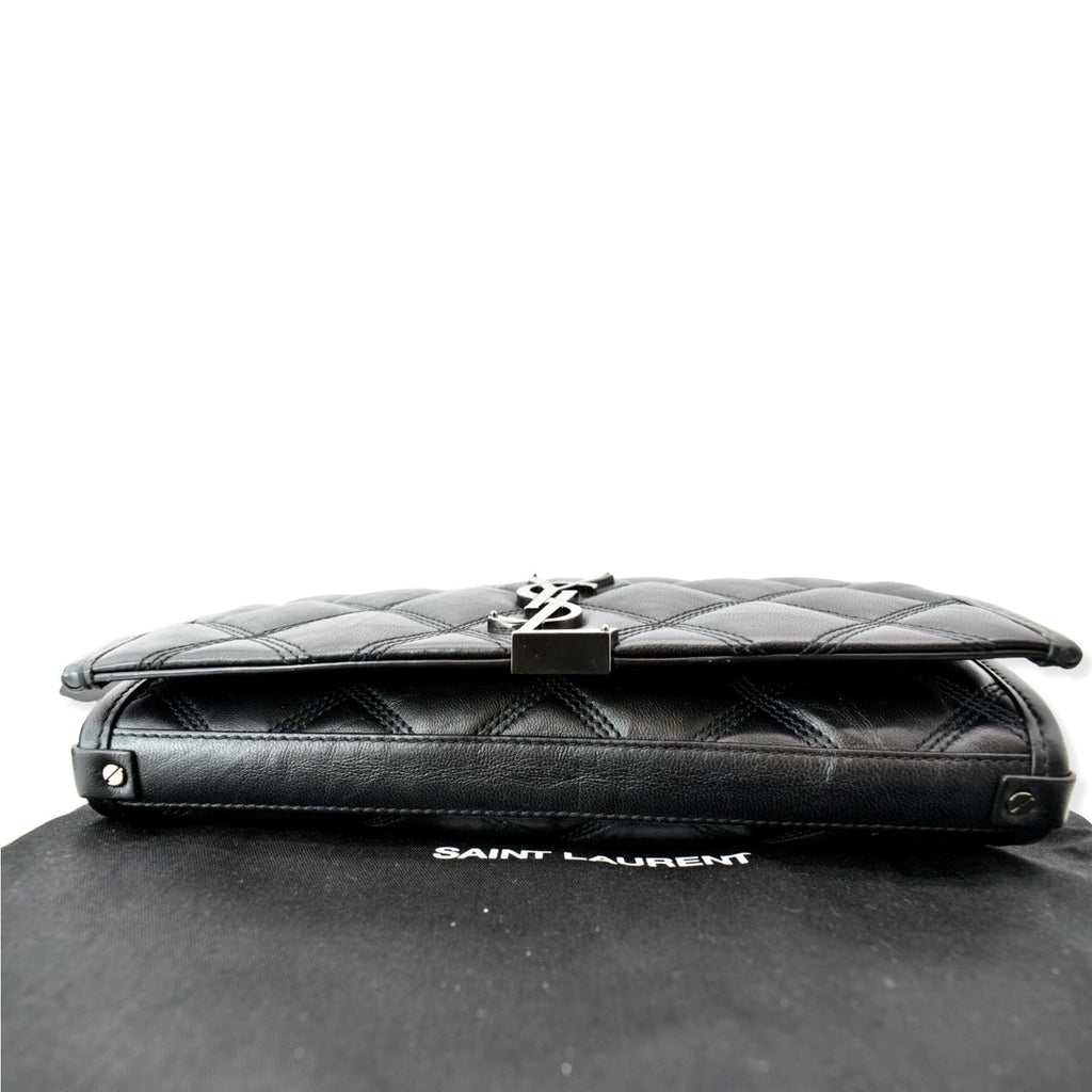 YVES SAINT LAURENT Becky Quilted Leather Crossbody Chain Bag Black