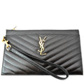 YVES SAINT LAURENT Matelasse Large Bill Monogram Pouch Black