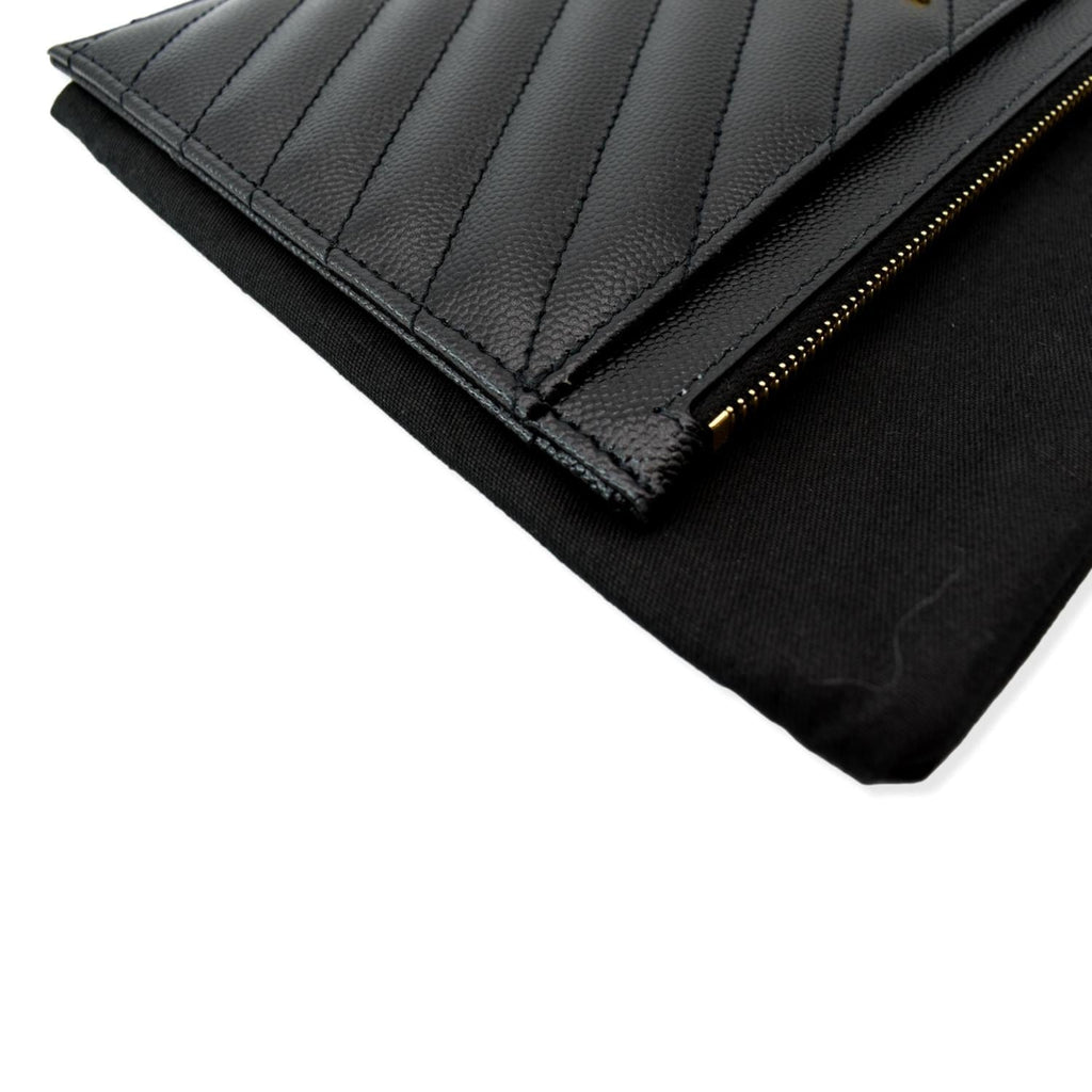 YVES SAINT LAURENT Matelasse Large Bill Monogram Pouch Black