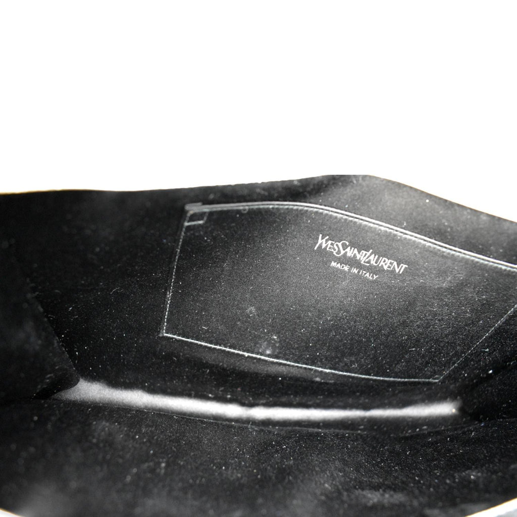 YVES SAINT LAURENT Belle de Jour Leather Clutch Bag Silver