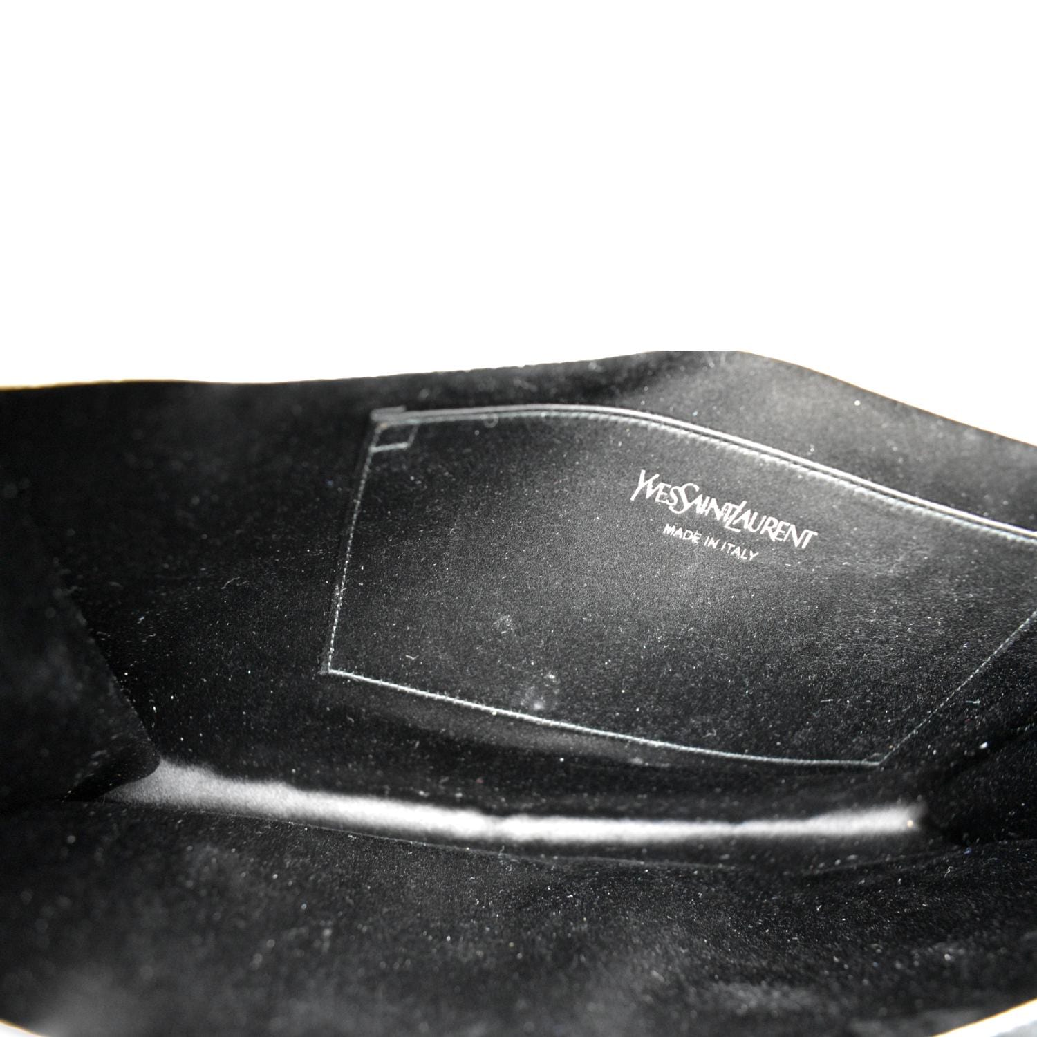 YVES SAINT LAURENT Belle de Jour Leather Clutch Bag Silver