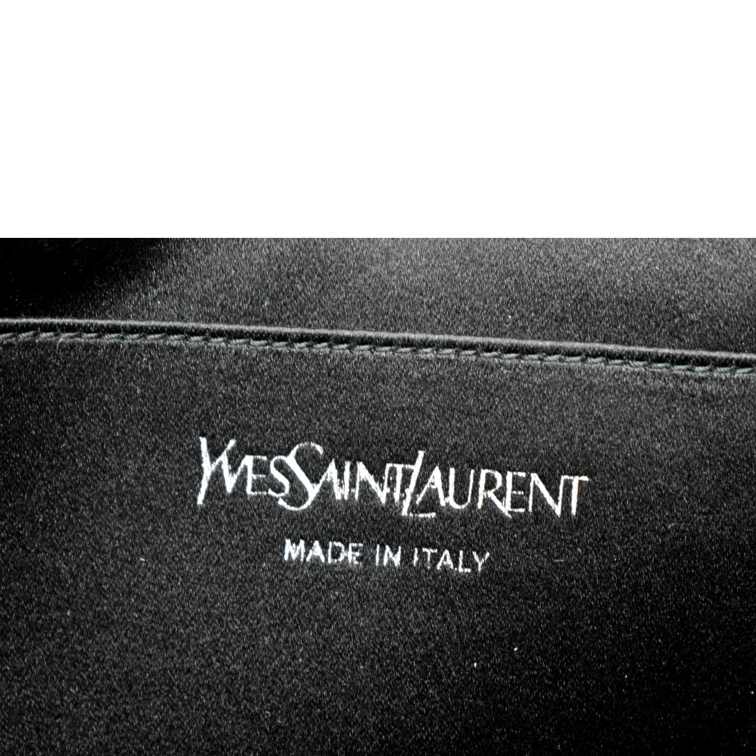 YVES SAINT LAURENT Belle de Jour Leather Clutch Bag Silver
