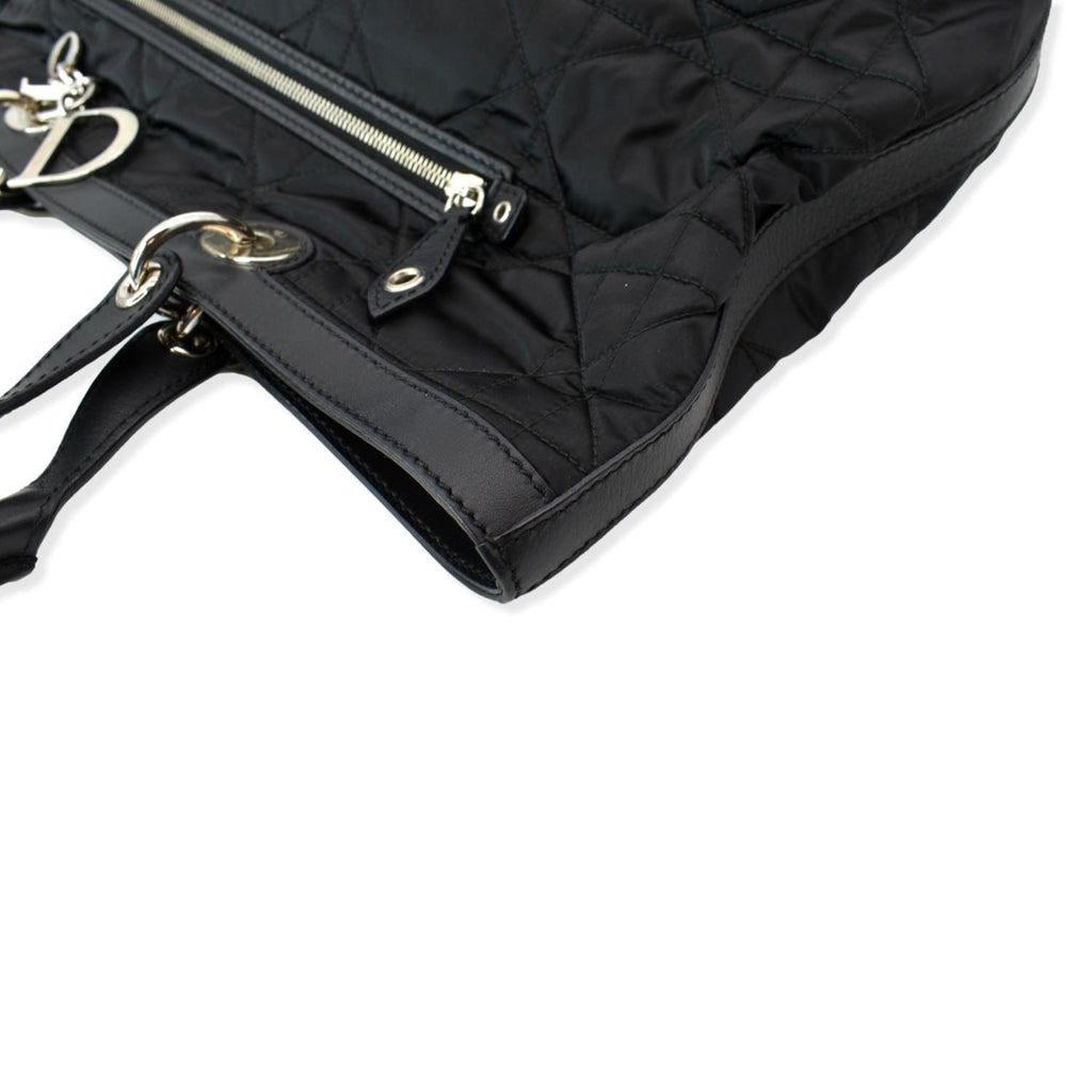 CHRISTIAN DIOR Quilted Satin Tote Bag Black