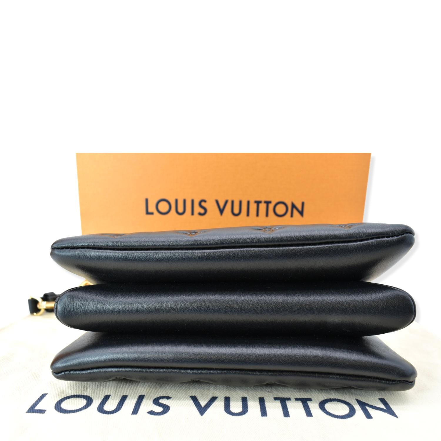 LOUIS VUITTON Coussin BB Monogram Embossed Leather Shoulder Bag Black