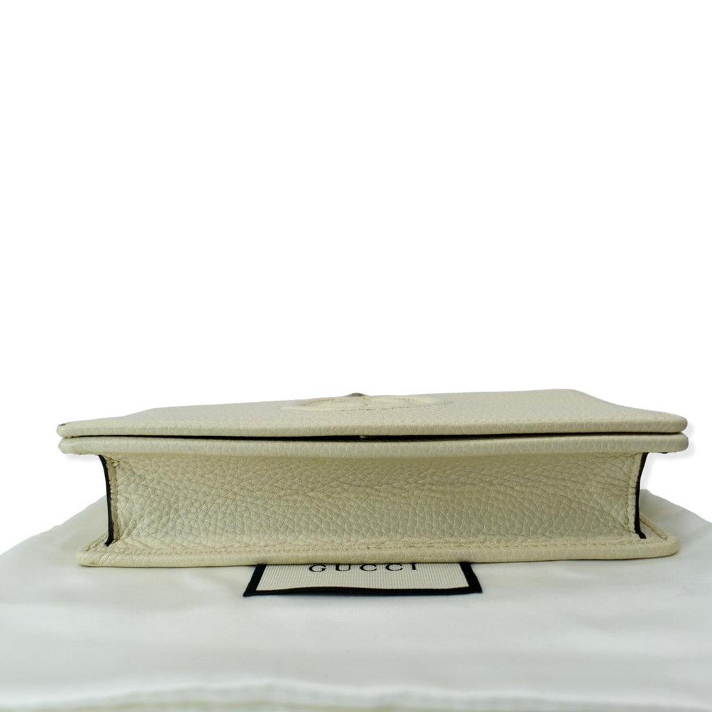 GUCCI Mini Soho Leather Wallet On Chain Crossbody Bag Ivory 598211
