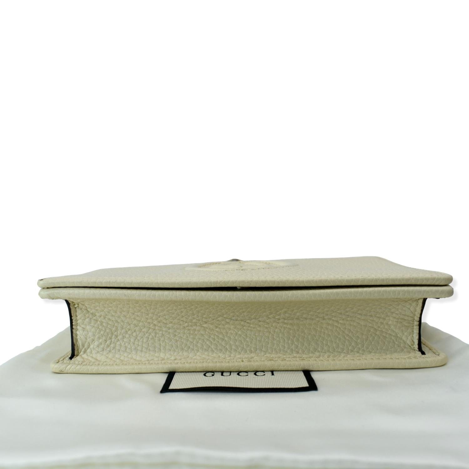 GUCCI Mini Soho Leather Wallet On Chain Crossbody Bag Ivory 598211