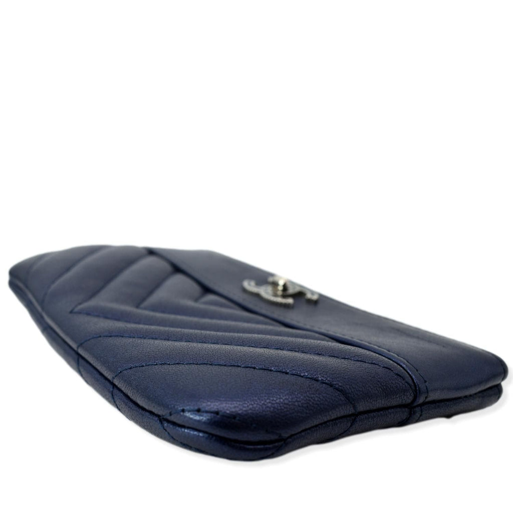 Chanel Small  Mademoiselle Leather Cosmetic Case Blue