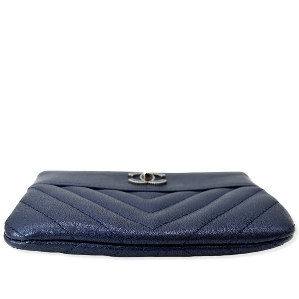 Chanel Small  Mademoiselle Leather Cosmetic Case Blue