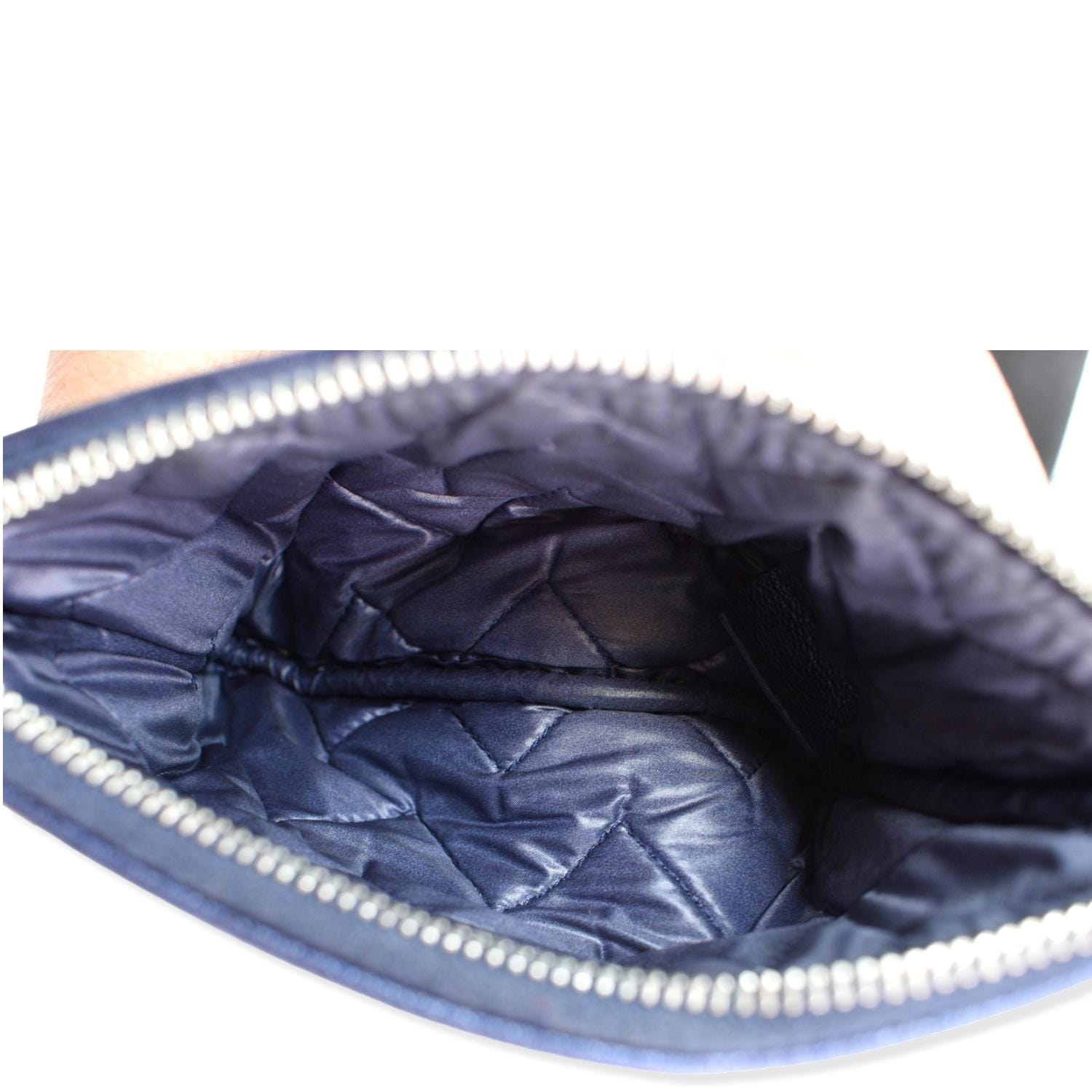 Chanel Small  Mademoiselle Leather Cosmetic Case Blue