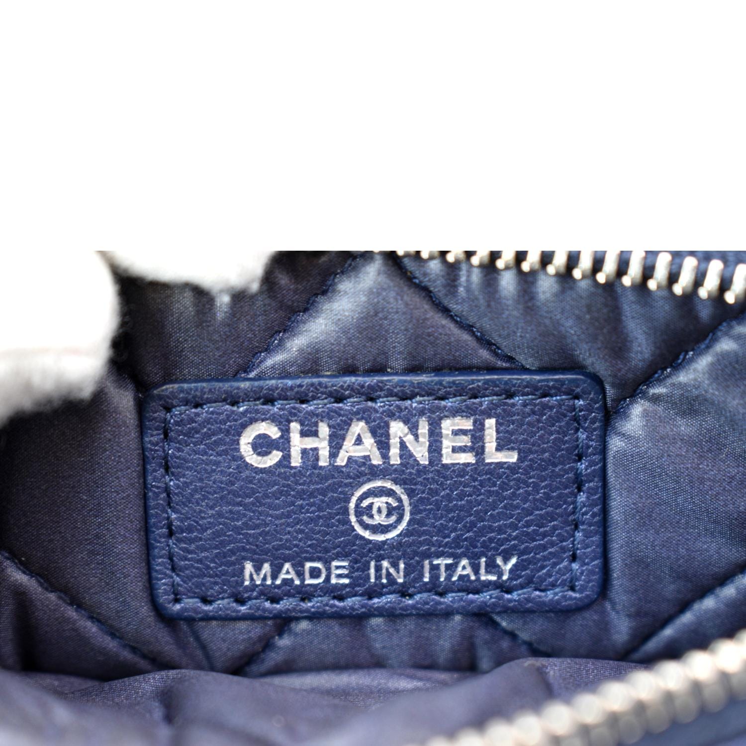 Chanel Small  Mademoiselle Leather Cosmetic Case Blue