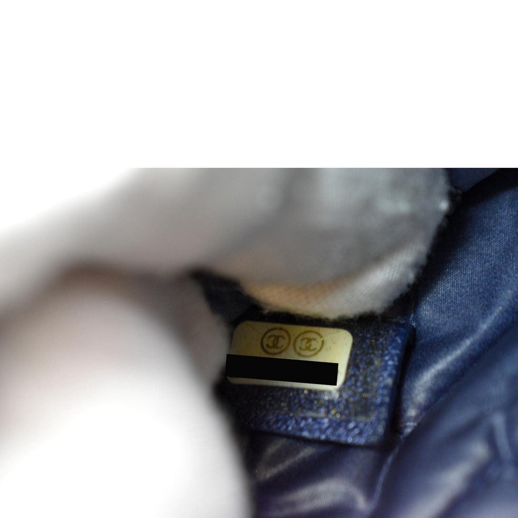 Chanel Small  Mademoiselle Leather Cosmetic Case Blue