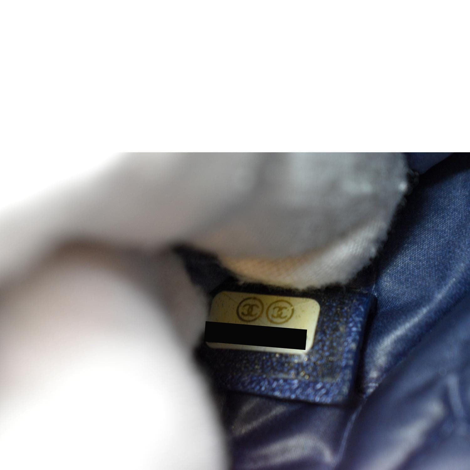 Chanel Small  Mademoiselle Leather Cosmetic Case Blue
