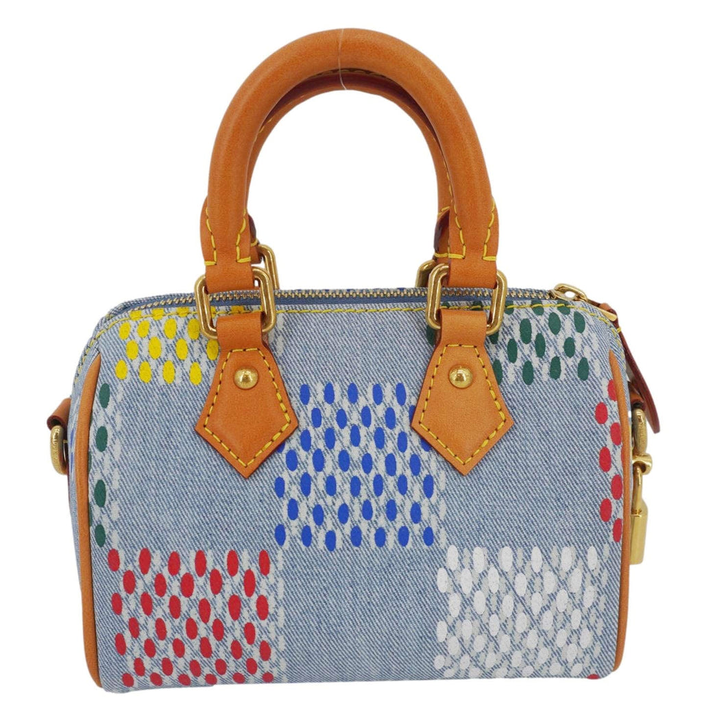 LOUIS VUITTON Speedy 18 Bandouliere LV Vers Damier Denim Crossbody Bag Multicolor